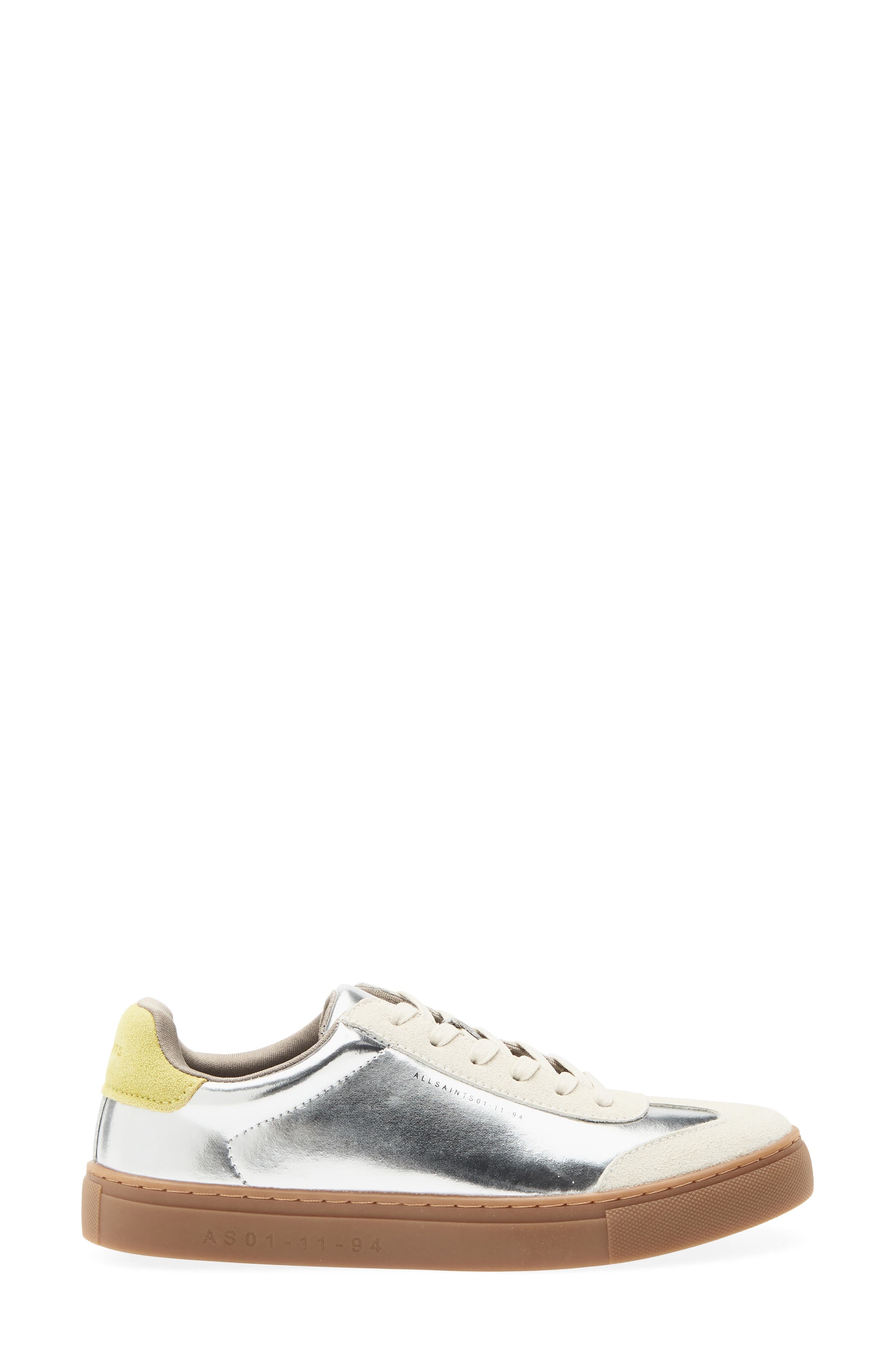 Flip Leather Sneaker, Alternate, color, SILVER/ OFF WHITE