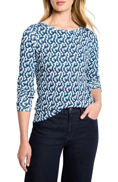 Nzt By Nic+zoe Printed Long Sleeve Cotton T-shirt In Multi