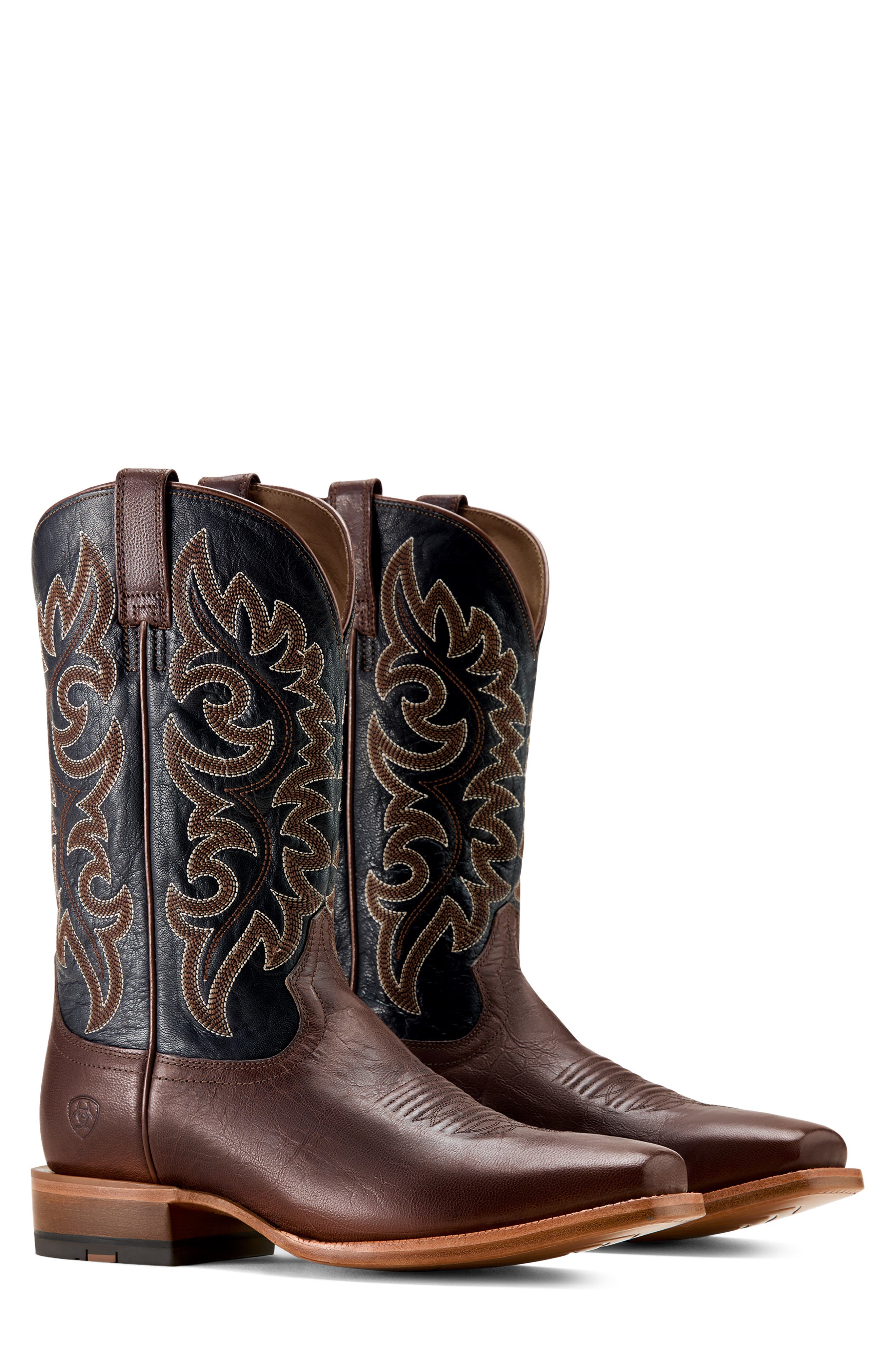 Highbluff Leather Western Boot, Alternate, color, HICKORY SMOKE/ BLACK