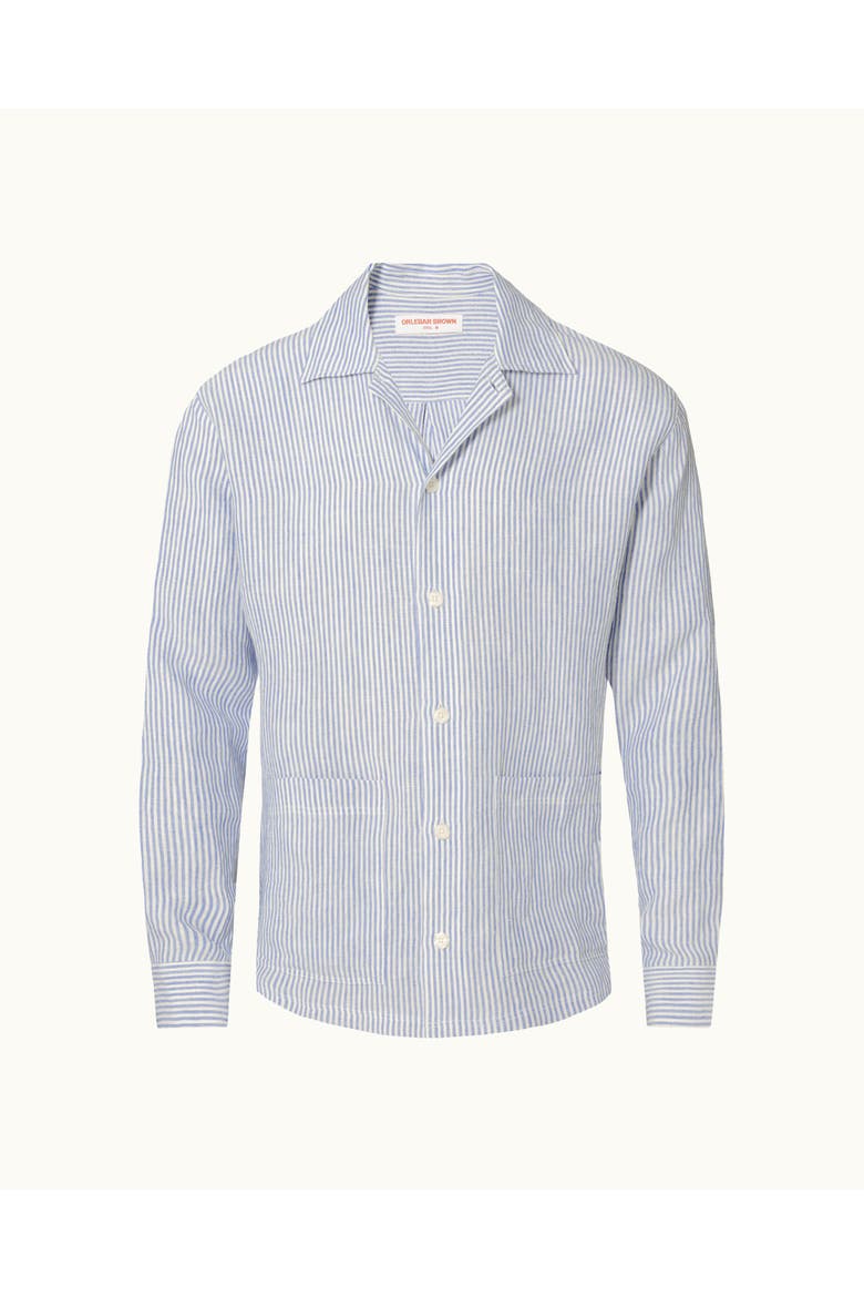 Soren Relaxed Fit Hemp Stripe Overshirt, Alternate, color, Bergamo Blue Stripe