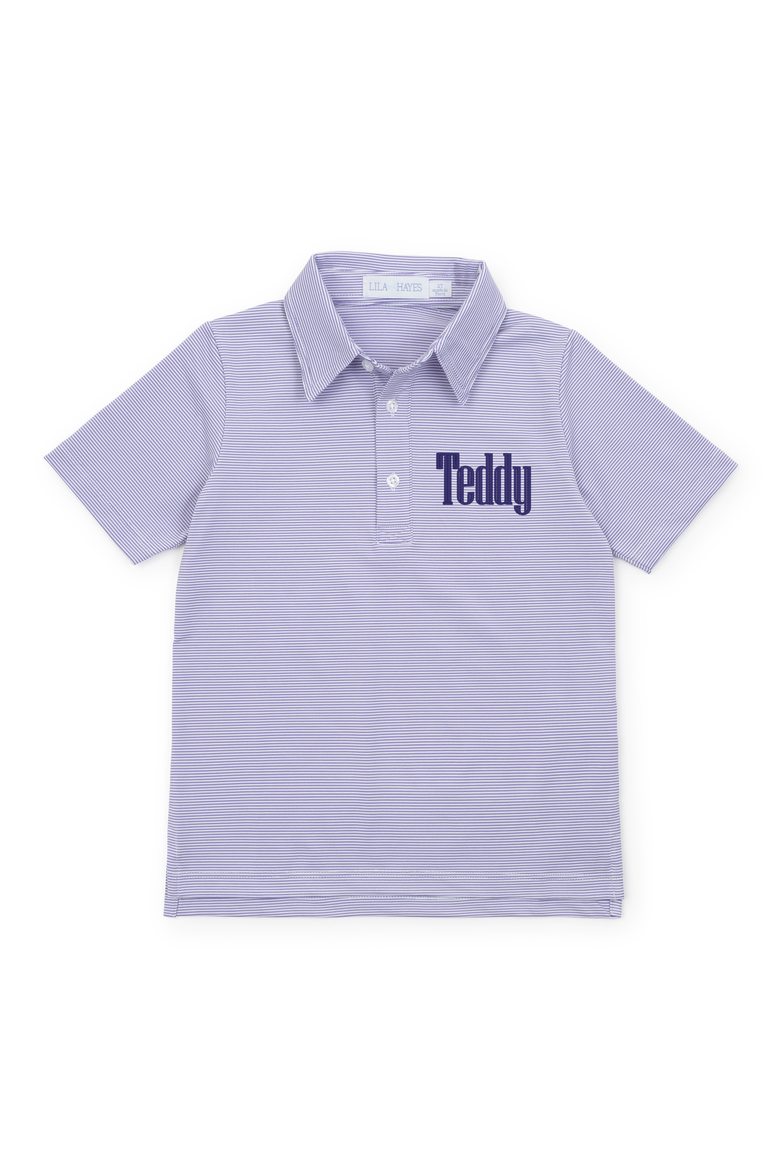 Will Boys' Golf Polo Shirt by LH Sport, Alternate, color, Purple Stripes