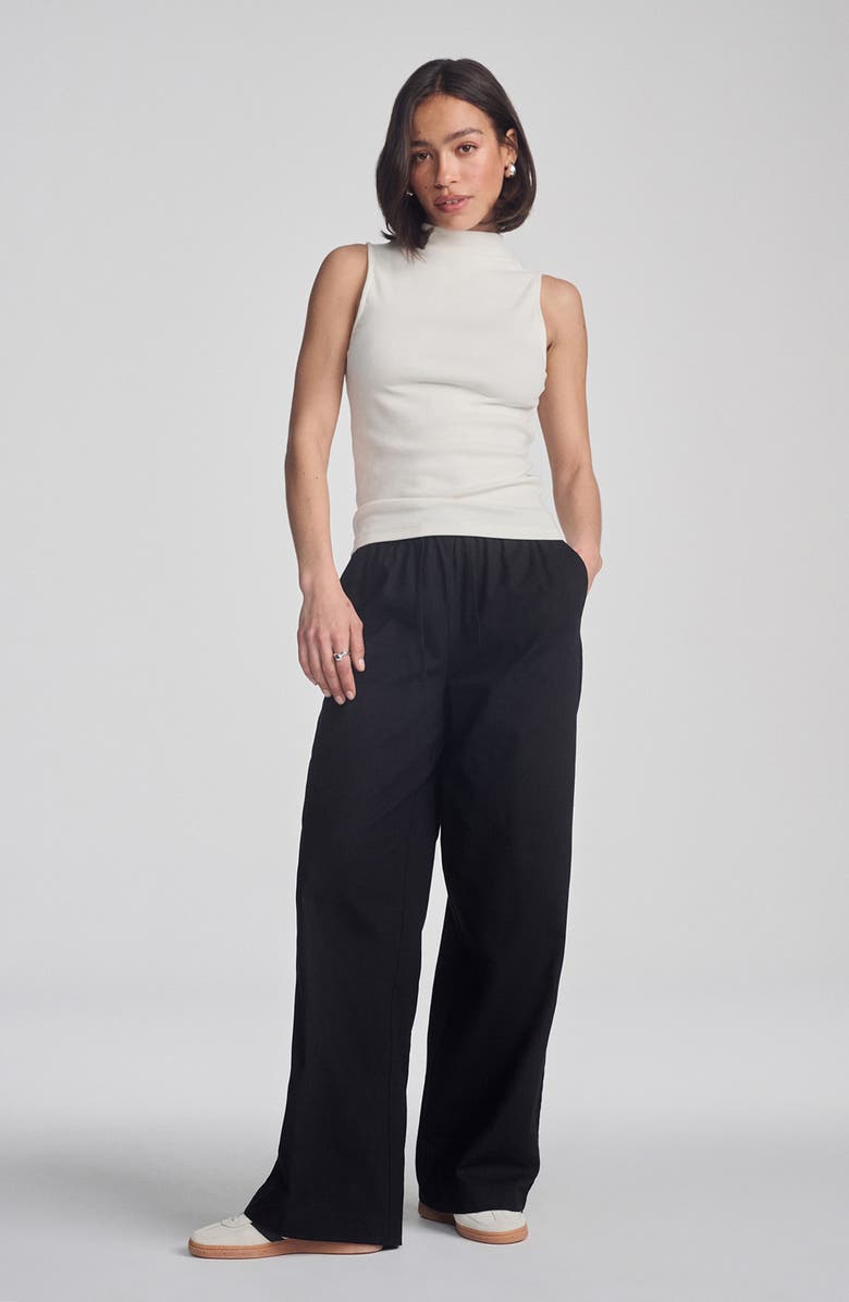 Mavi Jeans Mock Neck Stretch Cotton Tank, Alternate, color, Antique White