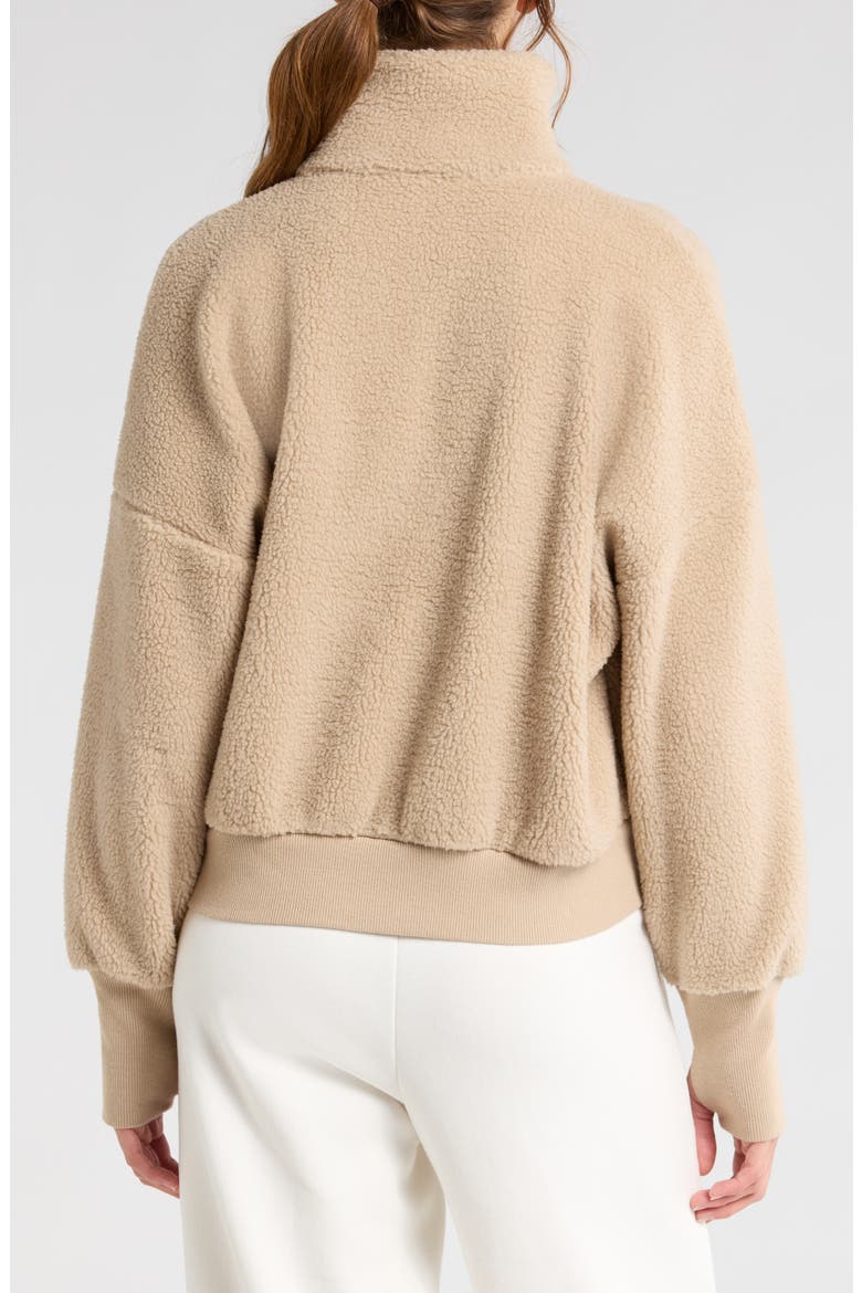 Faux Shearling Funnel Neck Pullover, Alternate, color, TAN OXFORD