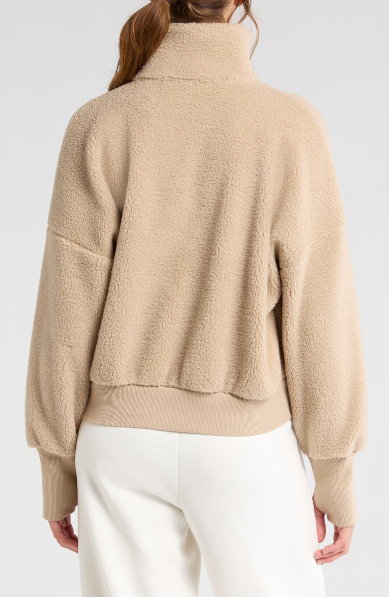 Zella Faux Shearling Funnel Neck Pullover, Alternate, color, 