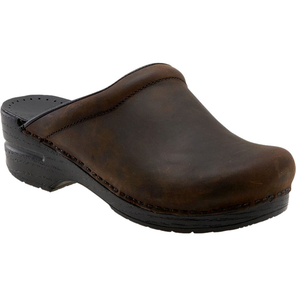Dansko 'Sonja' Oiled Leather Clog in Antique Brown Oiled  product