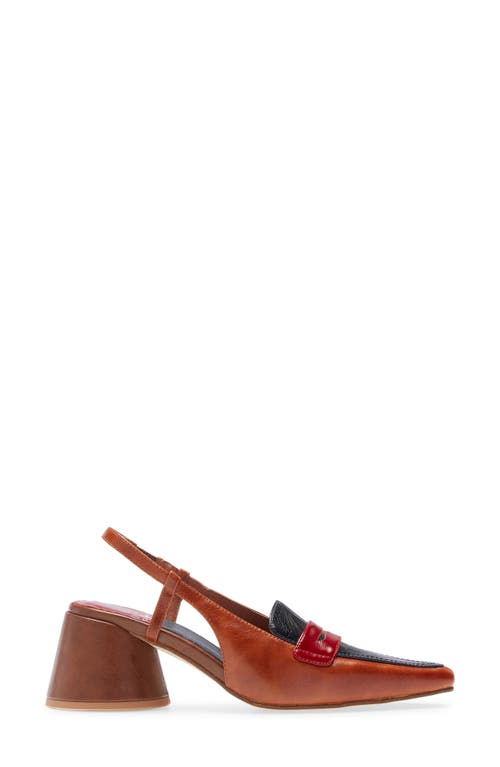 Jeffrey Campbell Ferway Slingback Loafer Pump In Red/navy/tan Leather