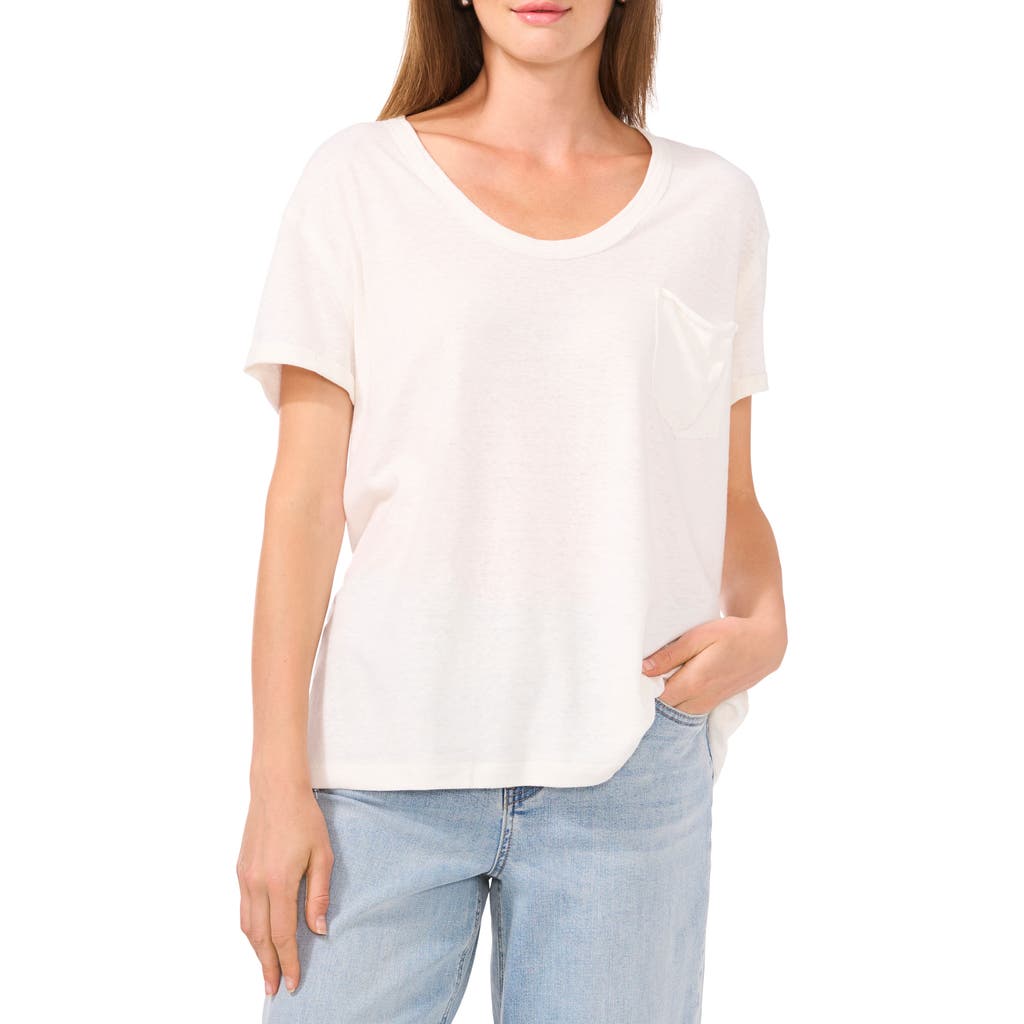 Shop 1.state Linen Blend Slub Pocket T-shirt In New Ivory
