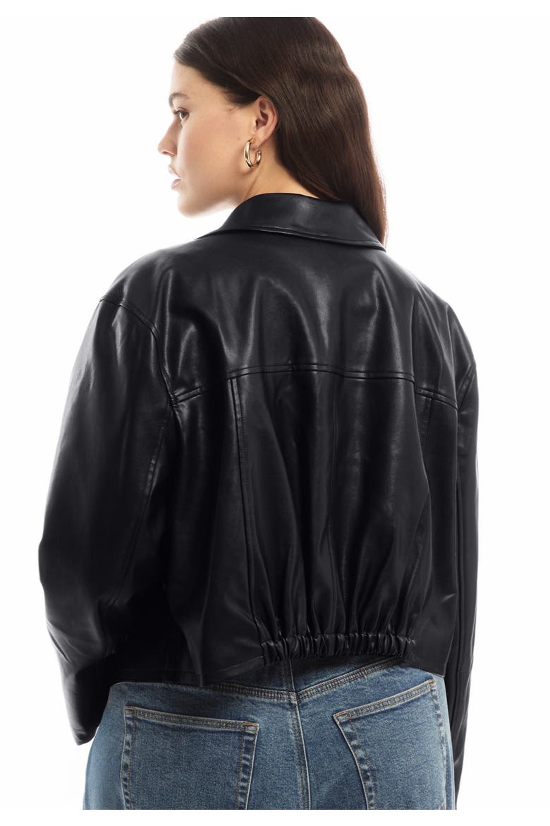 Cropped Faux Leather Moto Jacket, Alternate, color, BLACK ONYX
