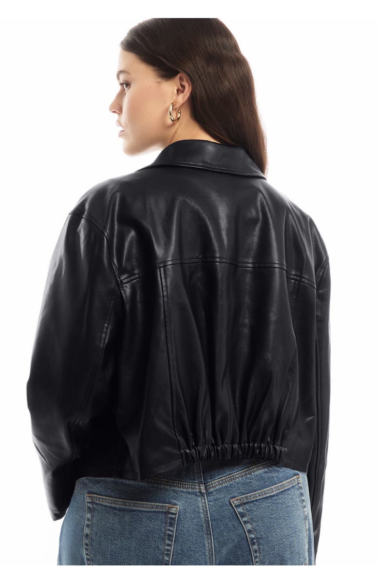 June + Vie Cropped Faux Leather Moto Jacket, Alternate, color, Black Onyx