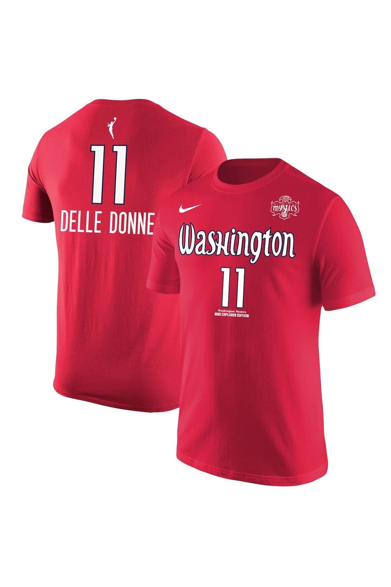 Men's Nike Elena Delle Donne Red Washington Mystics Explorer Edition Player Name & Number T-Shirt, Main, color, Red