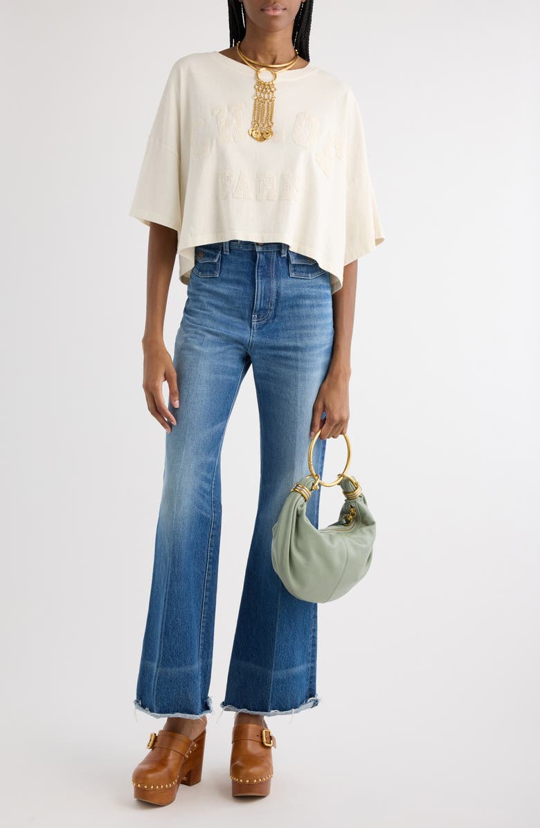 Chloé College Appliqué Crop T-Shirt, Alternate, color,