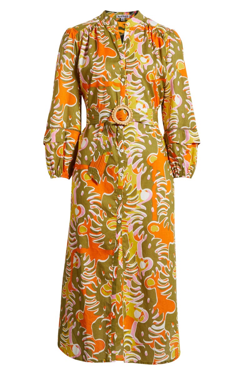 Poupette St Barth Cathy Abstract Print Long Sleeve Cotton Cover-Up Shirtdress, Alternate, color, 