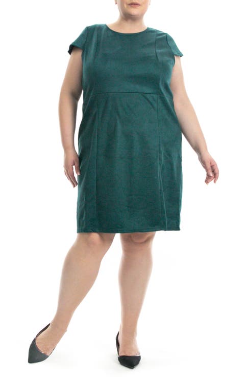 Faux Suede Cap Sleeve Scuba Dress (Plus)