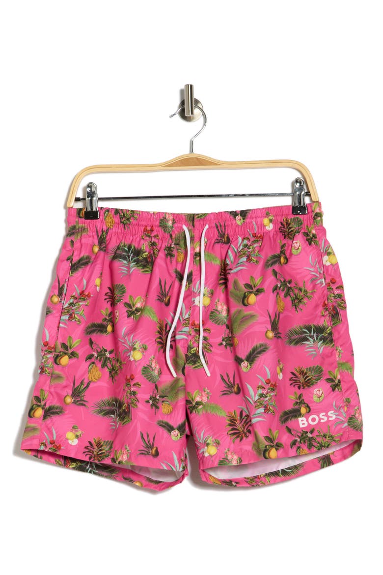 Piranha Swim Trunks, Alternate, color, MEDIUM PINK