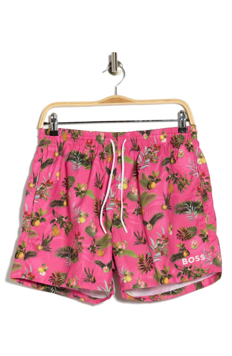 BOSS Piranha Swim Trunks, Alternate, color, Medium Pink