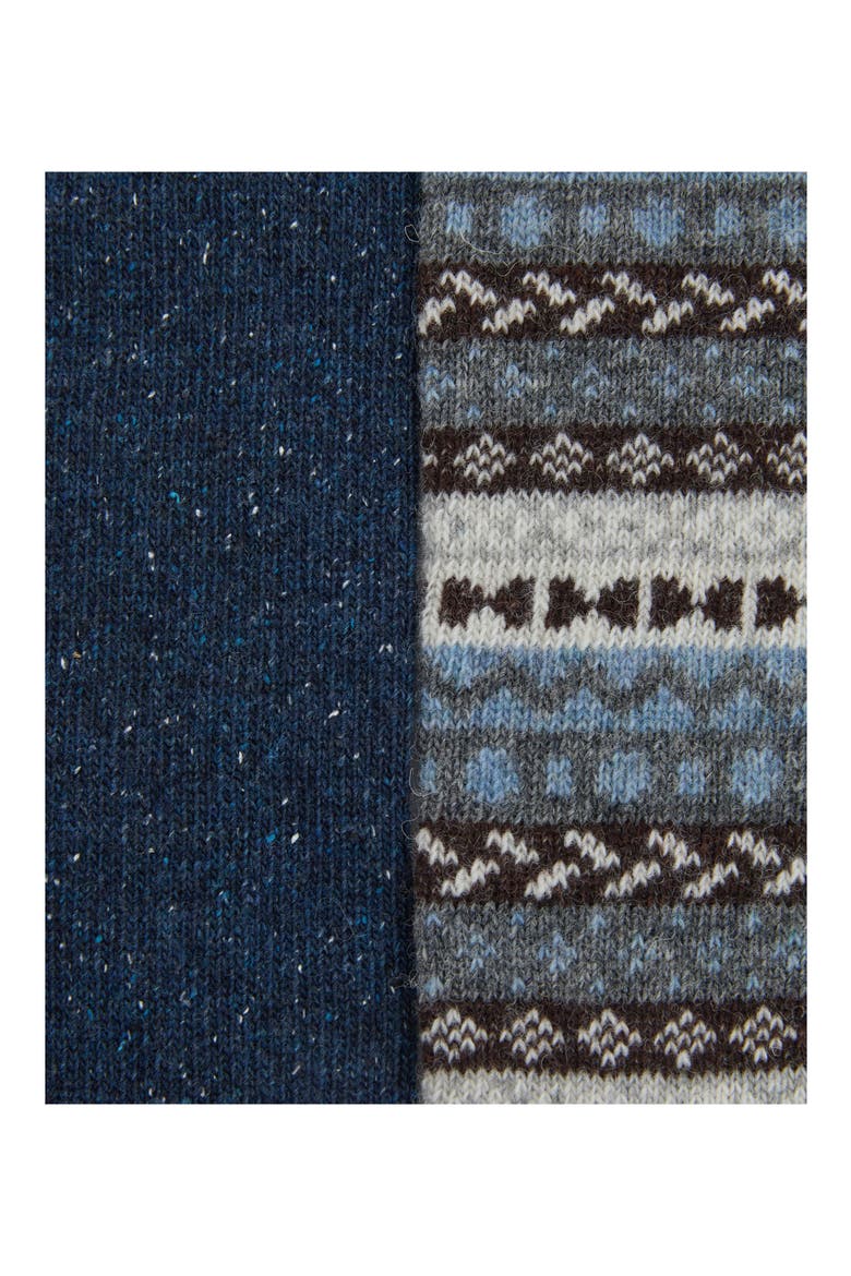 Assorted 2-Pack Neppy & Fair Isle Wool Blend Socks, Alternate, color, MIDNIGHT OAK MIX