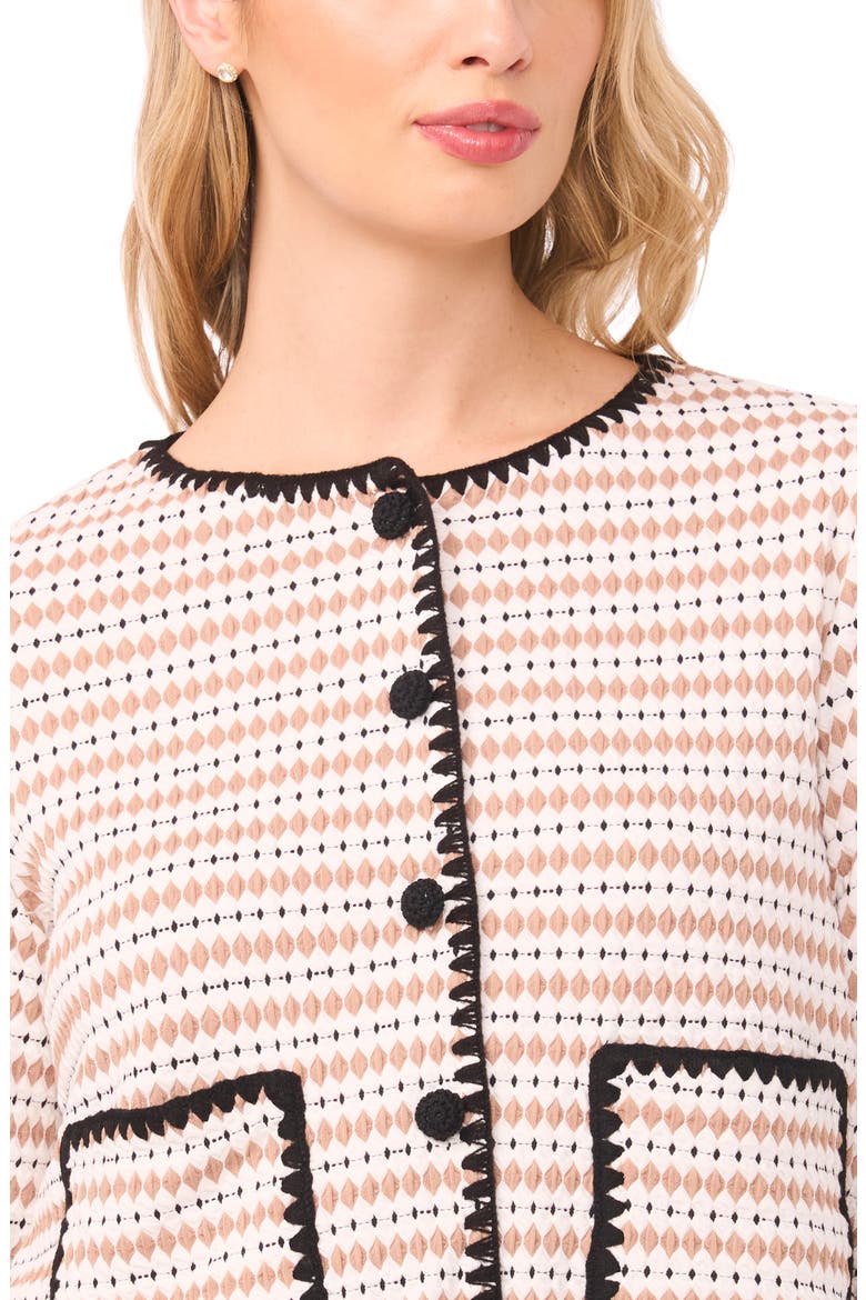 Contrast Trim Cardigan, Alternate, color, TOFFEE