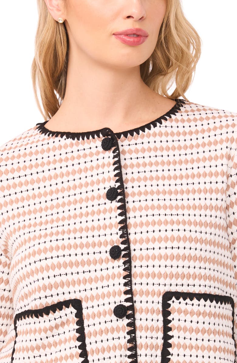 CeCe Contrast Trim Cardigan, Alternate, color, Toffee