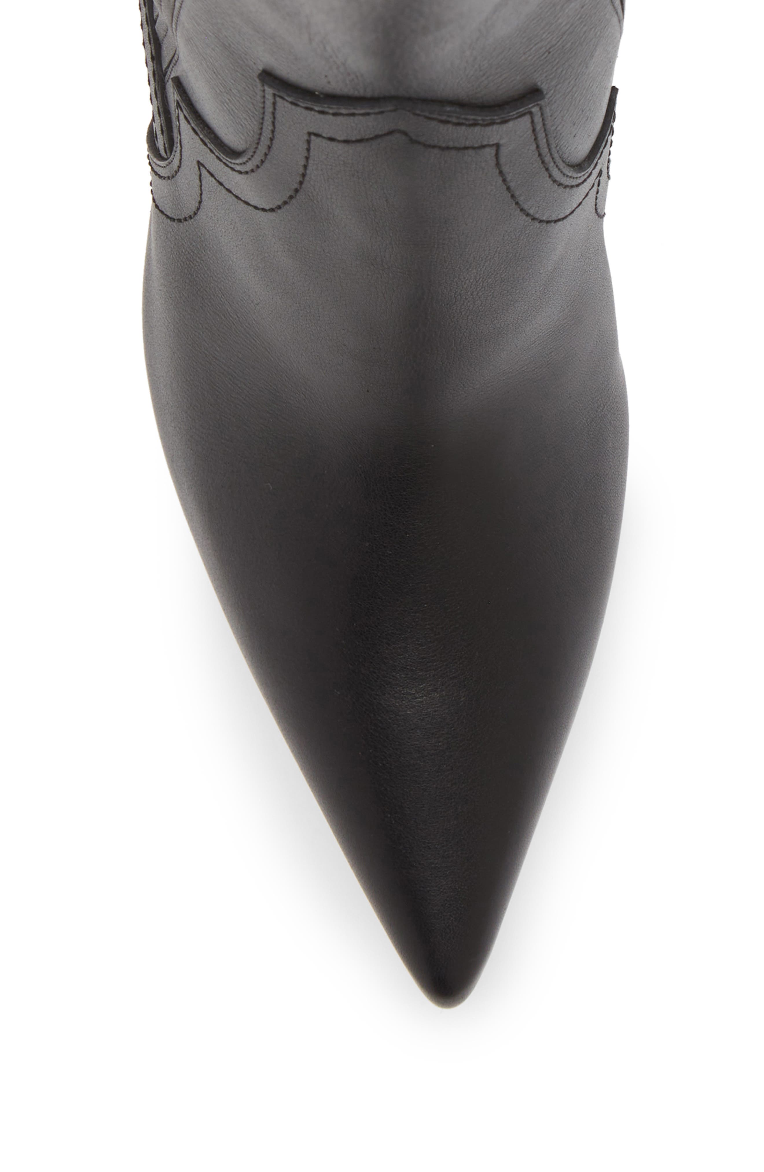Santiag Pointed Toe Bootie, Alternate, color, BLACK