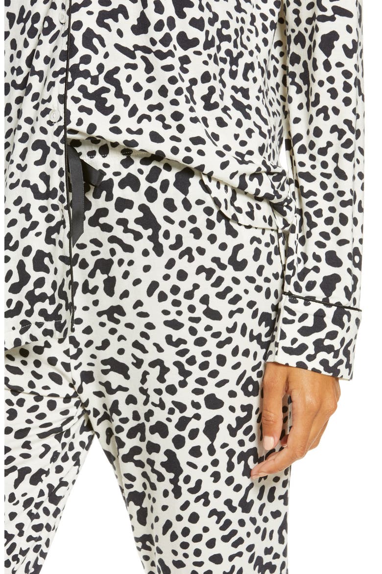Long Sleeve Print Pajamas, Alternate, color, IVORY DOVE LEOPARD