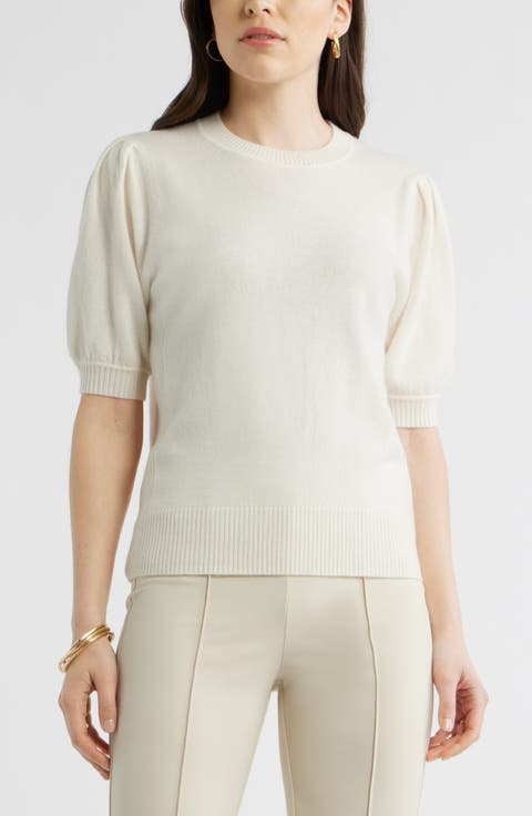 Puff Sleeve Wool & Cashmere Sweater