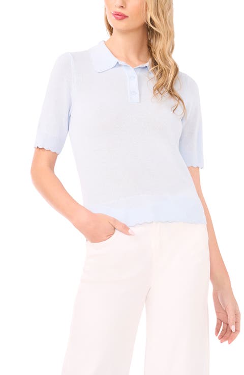 Scalloped Sweater Polo