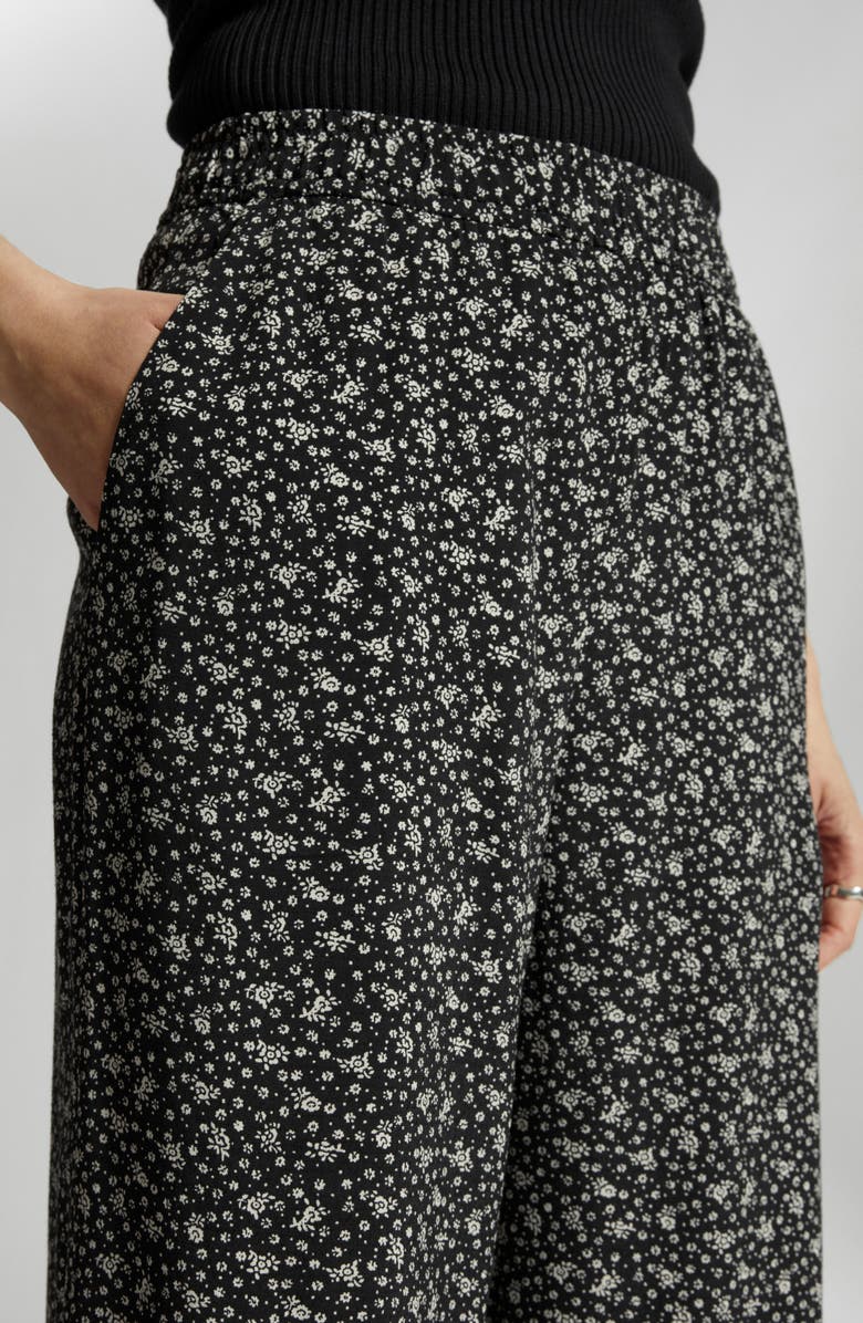 & Other Stories Floral Print Wide Leg Pants, Alternate, color, Black