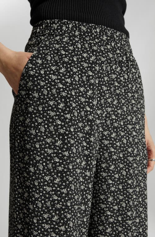 & Other Stories Floral Print Wide Leg Pants In Black
