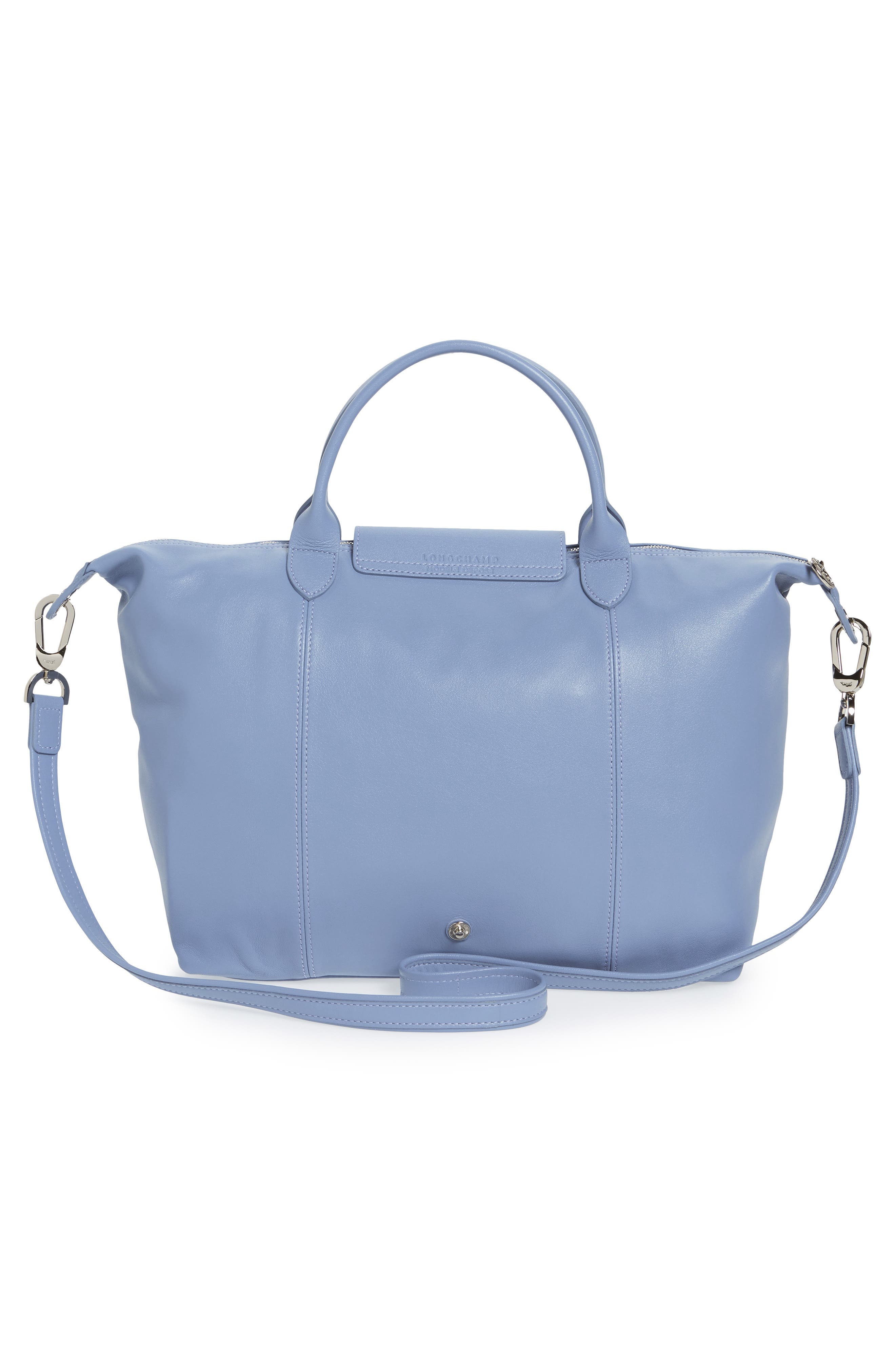 Le Pliage Cuir Leather Shoulder Bag, Alternate, color, BLUE MIST