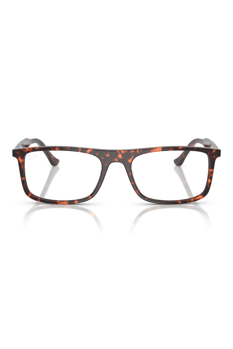 53mm Rectangular Optical Glasses, Main, color, RED HAVANA