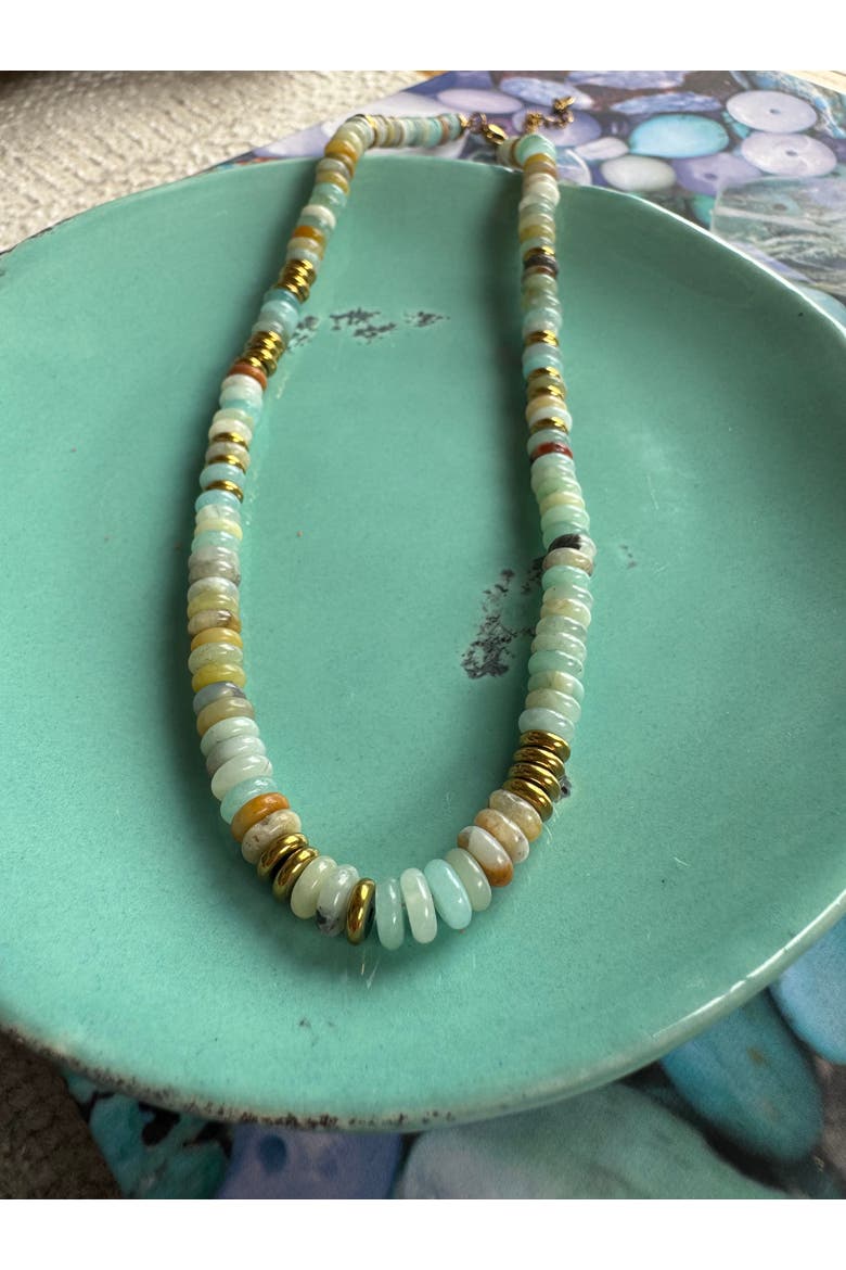 Fields of Gold Gemstone Beaded  Necklace, Alternate, color, Blue-Green