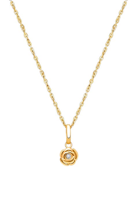 14K Gold Blushing Rose 12-14" Necklace