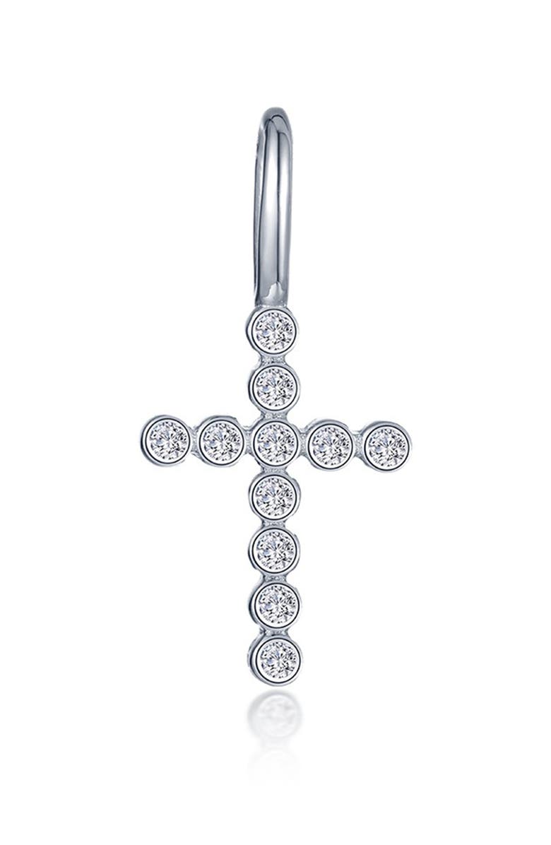 Lafonn Simulated Diamond Cross Charm, Main, color,
