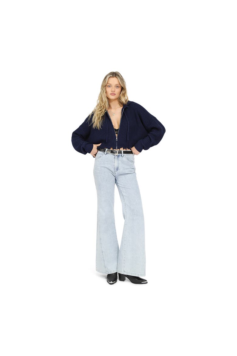 Another Love Fringe Zip Knit, Alternate, color, Blue