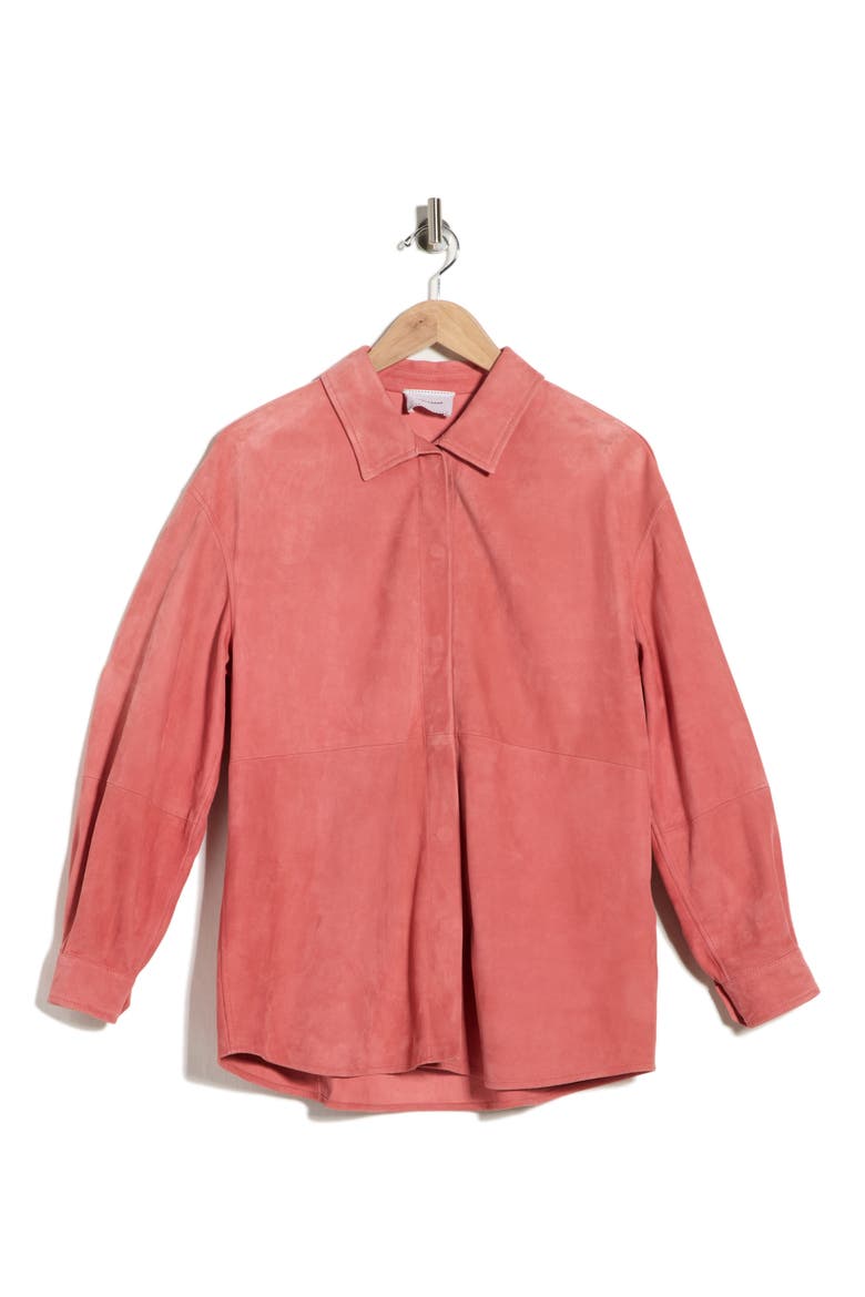 Leather Shirt, Alternate, color, CORAL