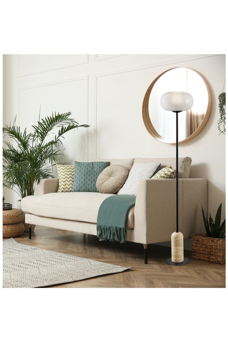 Byron Floor Lamp with Glass Globe Shade, Alternate, color, BLACK