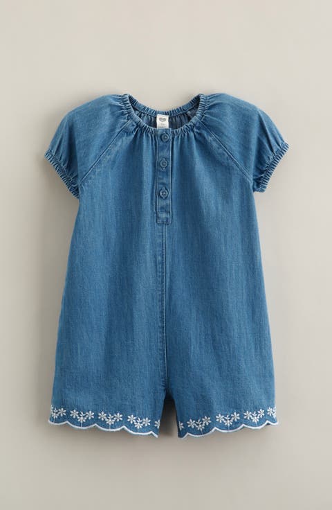 Embroidered Chambray Romper (Baby)