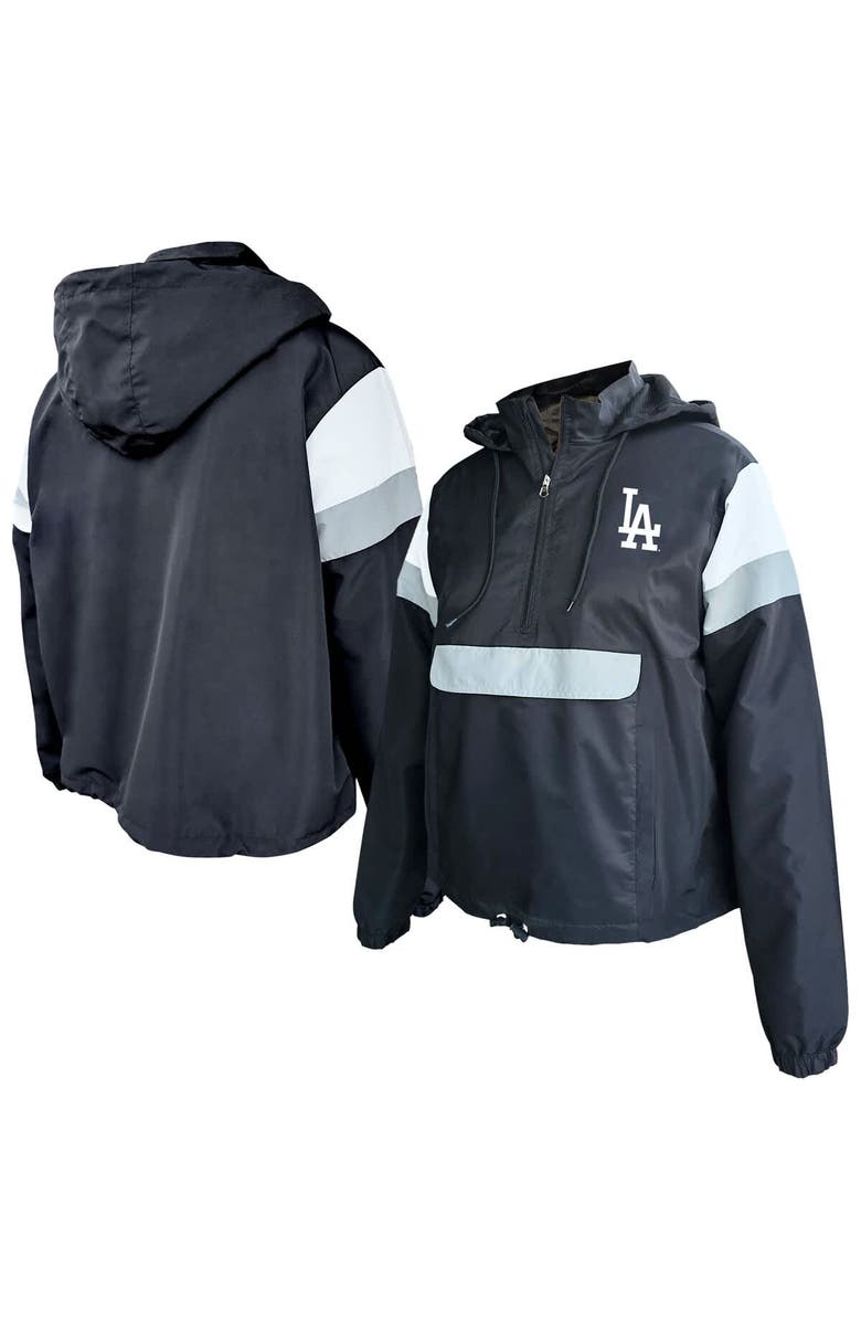 PROFILE Women's Profile Black Los Angeles Dodgers Plus Size Anorak Hoodie Quarter-Zip Pullover, Main, color, Black