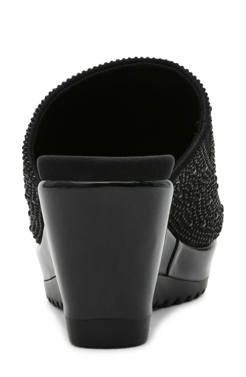 Anne Klein Rellin Wedge Sandal In Black With Stones