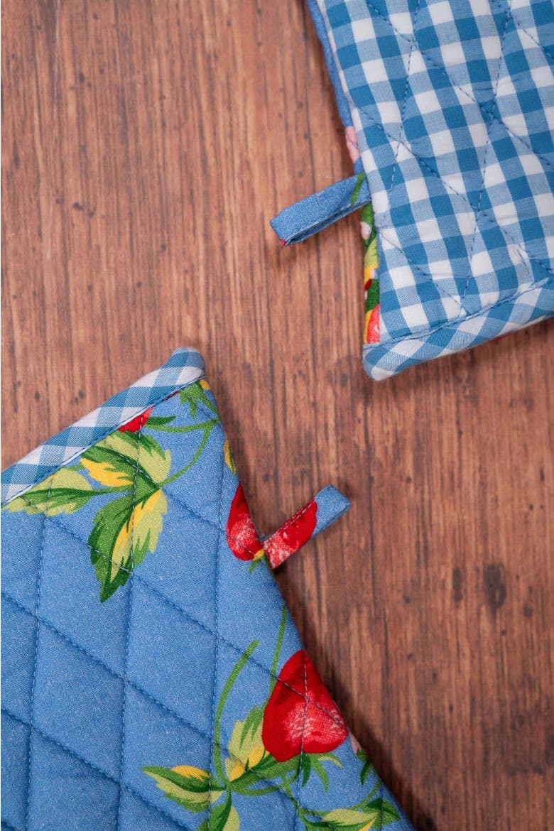 Strawberry Magic Oven Mitt, Set of 2, Alternate, color, Blue