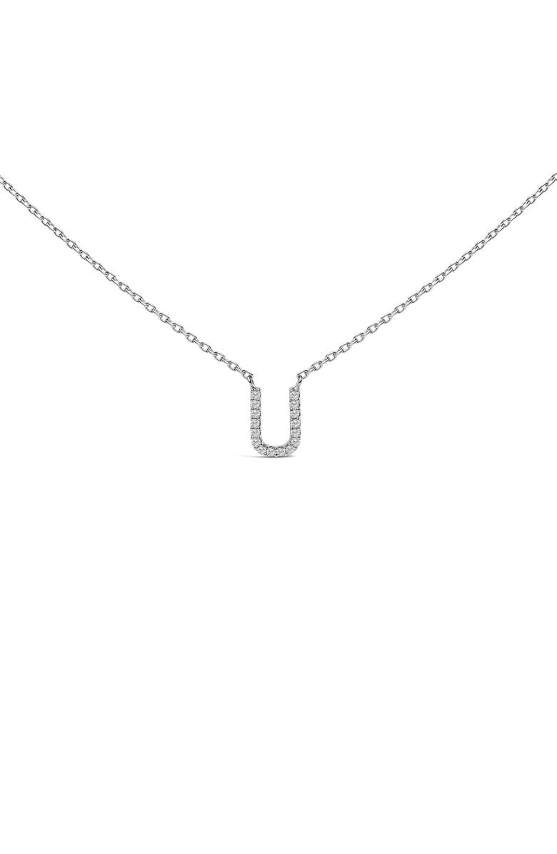Haus of Brilliance 10K White Gold Diamond Accent "A-Z" Block Initial Pendant Necklace, Main, color, White Gold | U