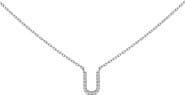 Haus of Brilliance 10K White Gold Diamond Accent "A-Z" Block Initial Pendant Necklace