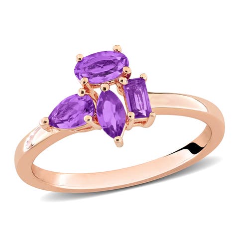 Gemstone Unique Cluster Ring in Plated Sterling Silver