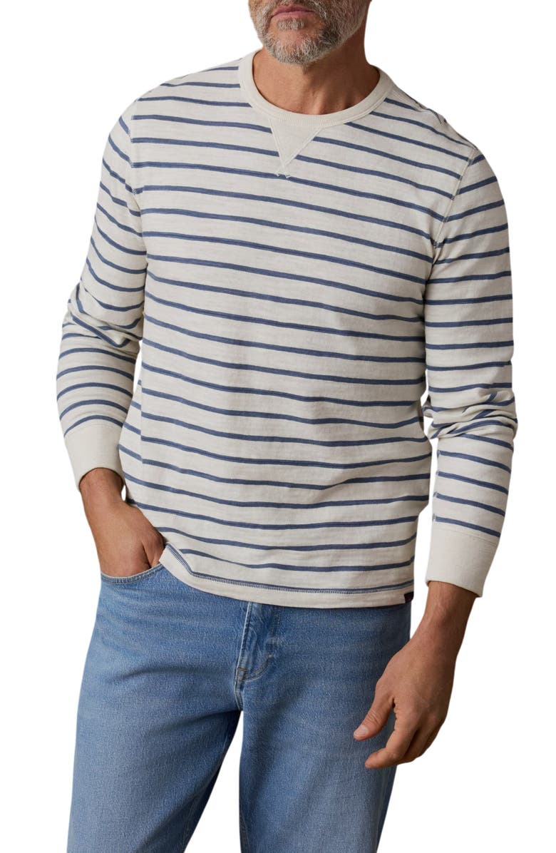 Faherty Sunwashed Slub Organic Cotton Hoodie, Main, color, Ivory Dusk Breton Stripe
