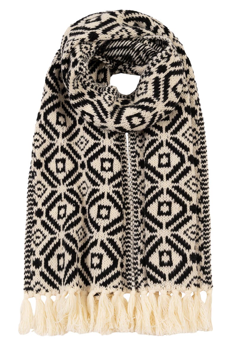 Evergreen Fair Isle Scarf, Main, color, BLACK