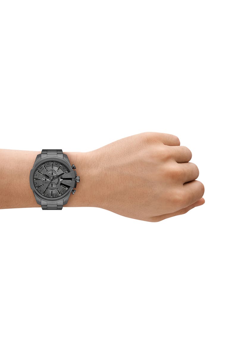 DIESEL<sup>®</sup> Mega Chief Gunmetal Chronograph Bracelet Watch, 48mm, Alternate, color, Gray