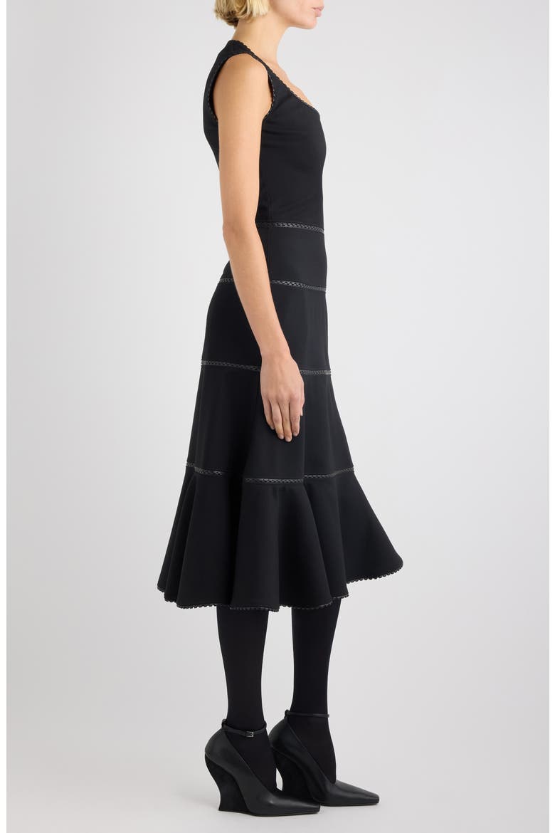 Charnière Stretch Virgin Wool & Leather Dress, Alternate, color, NOIR