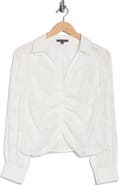 Adrianna Papell Ruched Burnout Button-Up Shirt