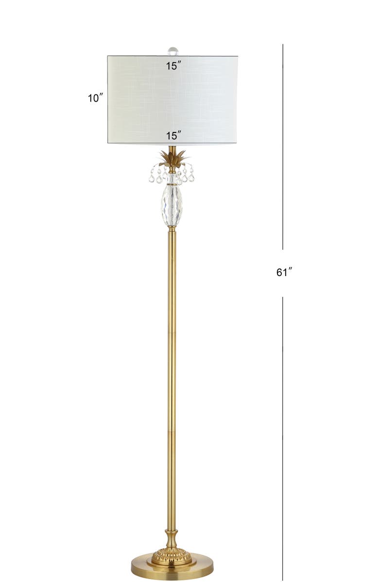 JONATHAN Y Adalyn Crystal / Metal LED Floor Lamp, Main, color, Clear/Brass Gold