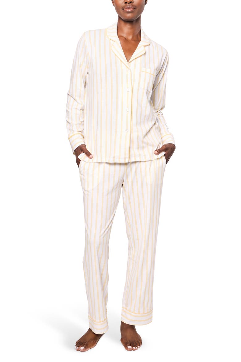 Stripe Classic Pima Cotton Pajamas, Main, color, YELLOW